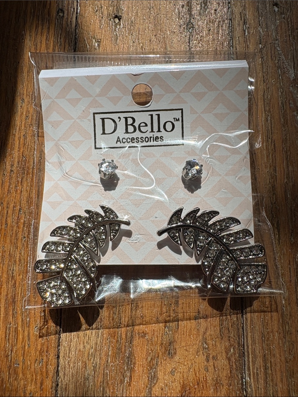 D'Bello Silver Crystal Leaf Jacket Earrings - Silver